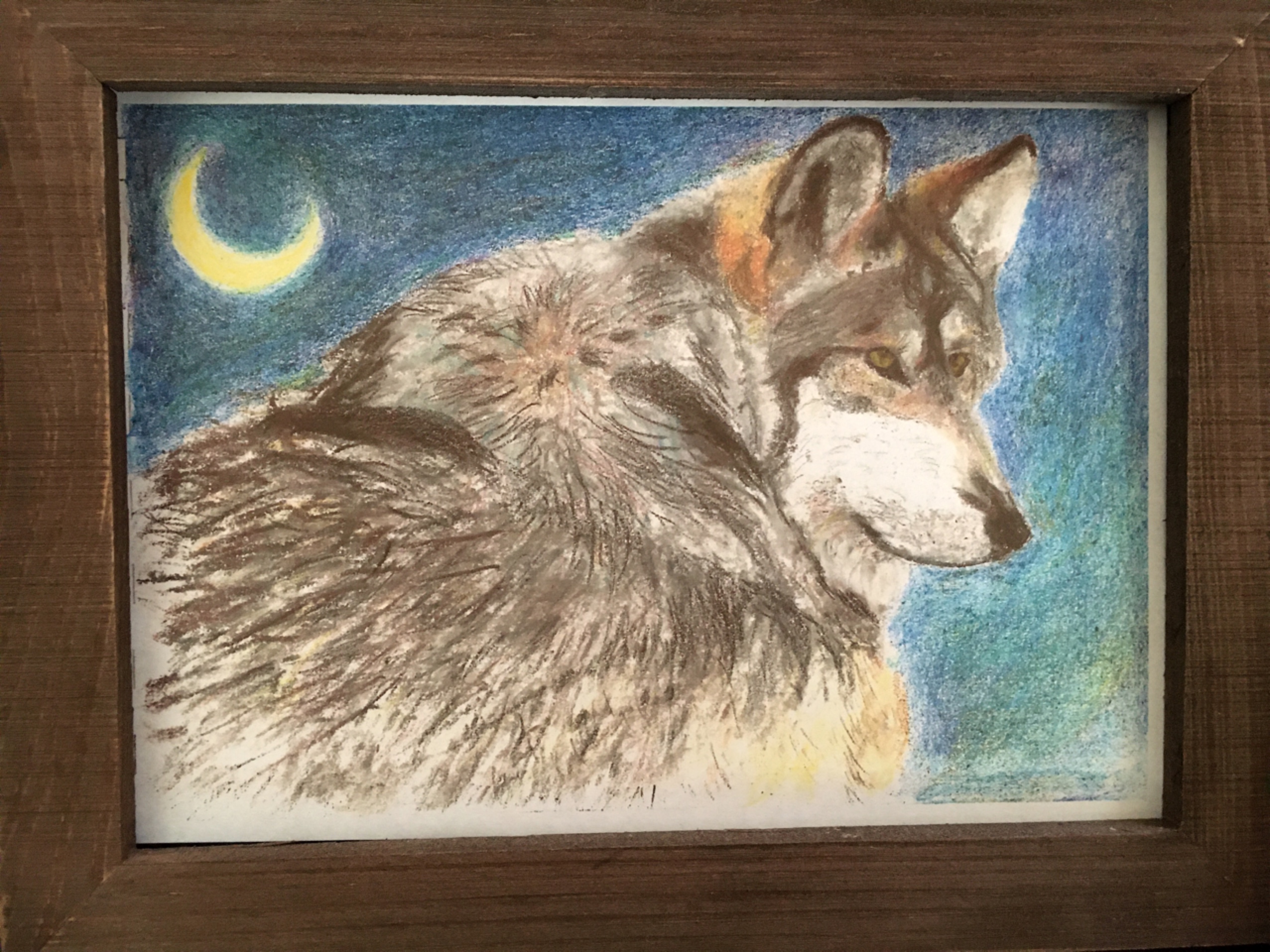 写真から色鉛筆で自作の狼の絵をコピーします